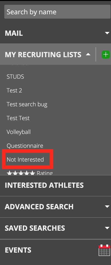 how to add athlete to not interested group in captainu college account image 1